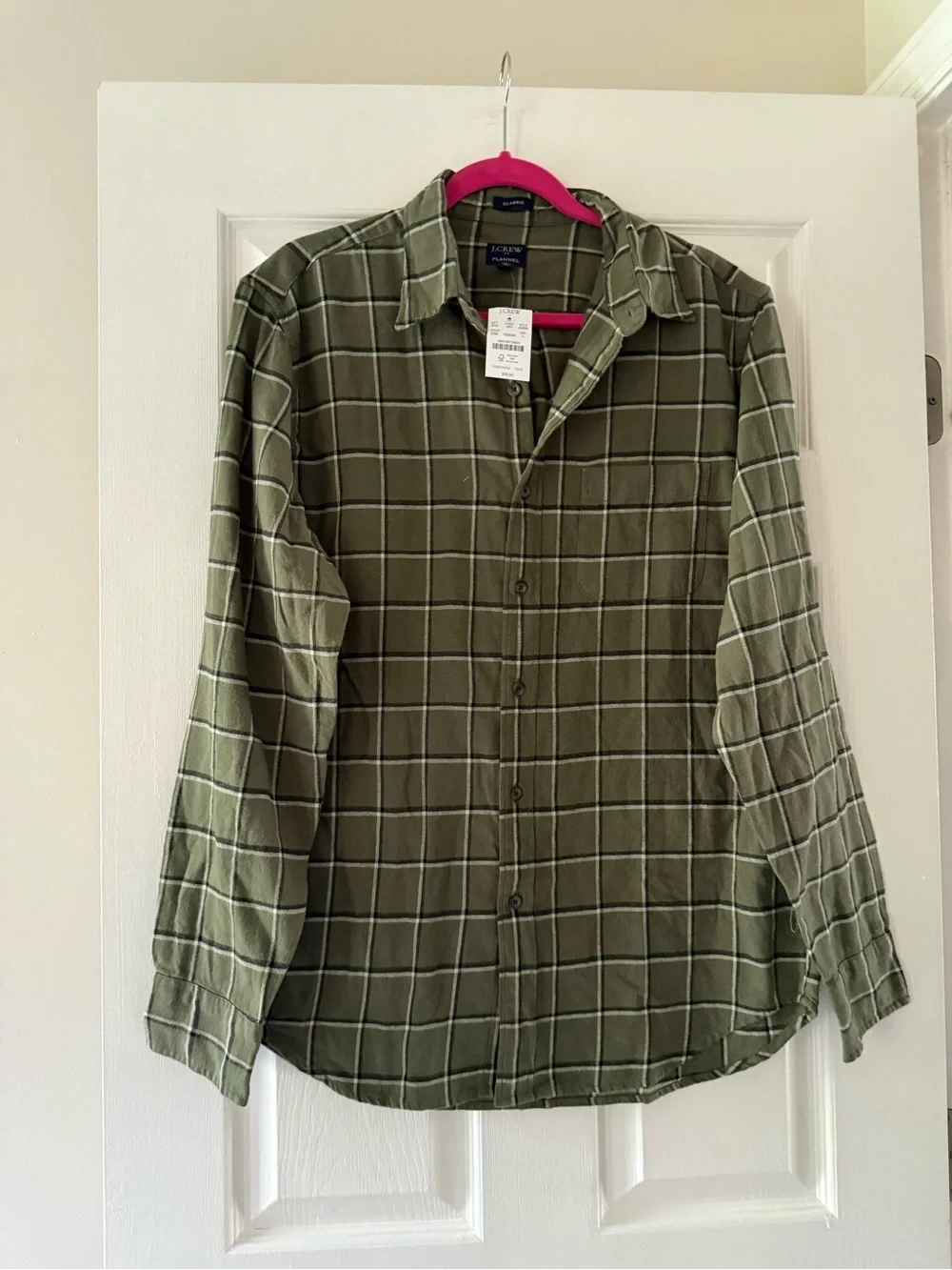 NWT - J. Crew Men’s Olive Green Windowpane Button-Down Shirt